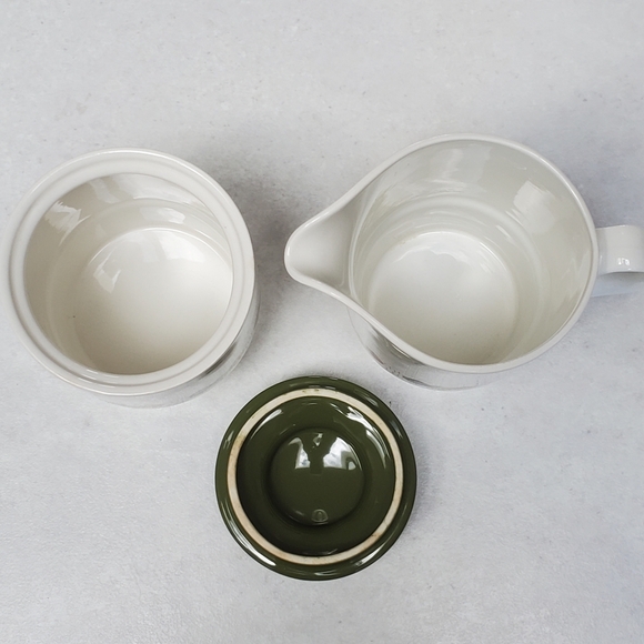Vintage Retro 60s 70s Johnson Bros Cream and Sugar Set Green Gold Autumn Leaves - Picture 4 of 9